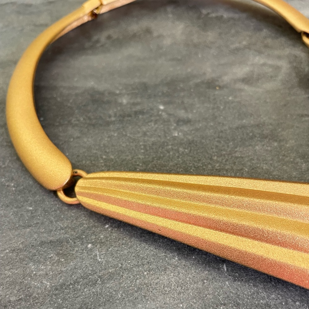 Vintage Monet Runway Brushed Matte Gold Statement Necklace - Picture 7 of 14